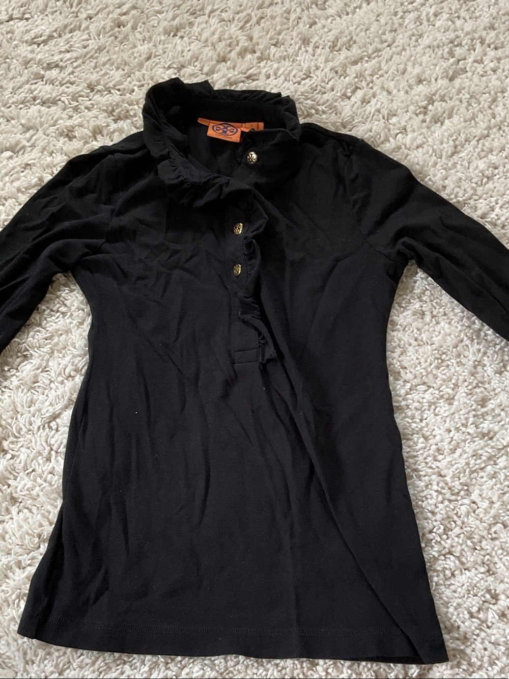 Tory Burch Black Ruffle “Lidia” Blouse